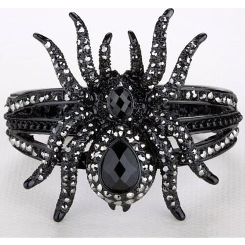 Spider bangle bracelet halloween bling jewelry gifts for women antique gold silver color wholesale dropshipping A04