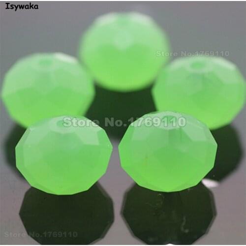 Isywaka Non-hyaline Green Color 10*12mm 70pcs Rondelle Austria faceted Crystal Glass Beads Loose Spacer Beads for Jewelry Making