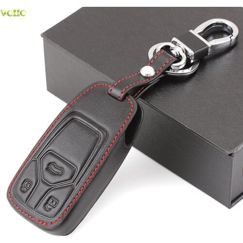 Genuine Leather Car Styling Key Cover Case For Audi A4 B9 Q7 4m TT 8s 2016 2017 Auto Accessories