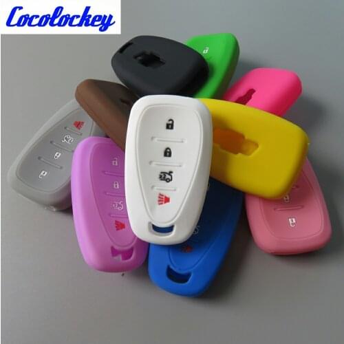 Cocolockey Silicone Car Key Cover for Chevrolet Camaro Cruze Malibu Smart Remote Key Entry Fob 2016-2018 4Buttons