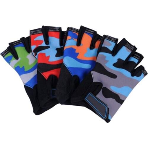 Half Finger Camouflage Cycling Childrens Gloves High Elastic Breathable Non-slip Child Bike Gloves Fitness Riding Equipment