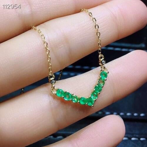 Elegant geometry triangle natural green emerald necklace natural gemstone pendant necklace S925 silver girl party gift jewelery