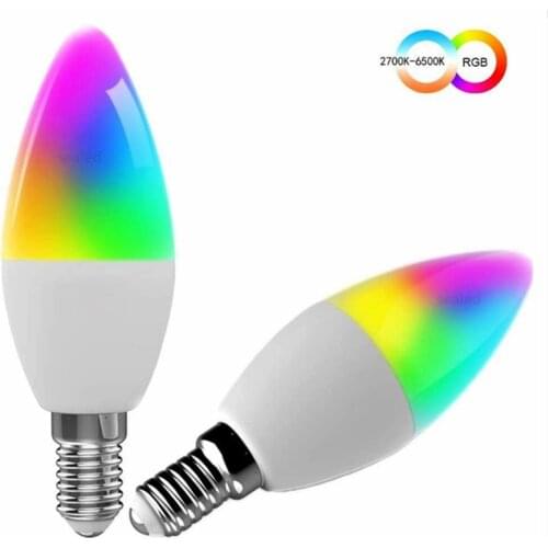 Smart WiFi LED Light Bulb 5W 400 Lumen E14 Base Candelabra Bulbs Compatible With Alexa Google Home Tuya No Hub Required 2 Pack