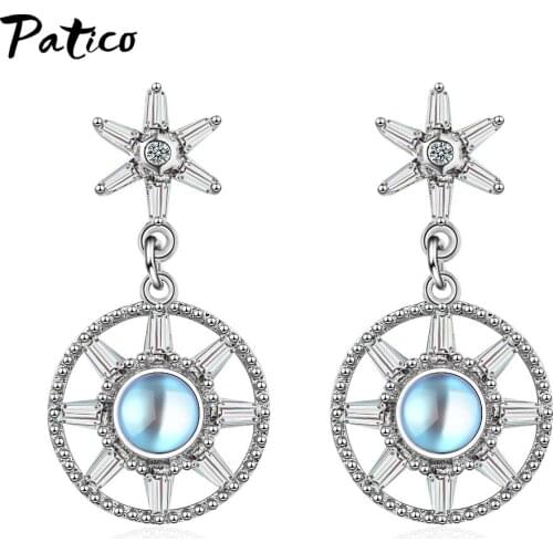 Exquisite Real 925 Sterling Silver Drop Earring For Women New Arrival Opal Circle Earring Party Jewelry Charm Gift