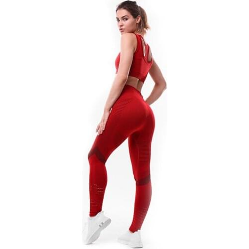 Yoga Sets Women Gym Sports Set Elastic Sports Hight Waist Leggings Sportswear Workout Sets Women Yoga Sets Women Gym Sports Set