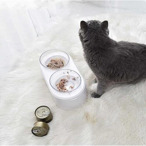 Cat feeder dog bowls with stand double bowl Prevent breakage food dispenser plastic Can store things Suitable for Eat and drink