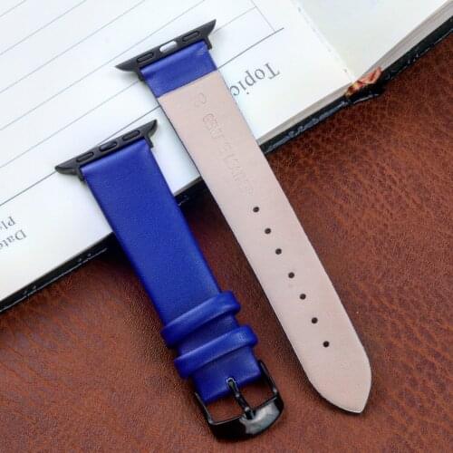 Leather Watch Band for Apple Watch Black buckle Strap Loop Replacement 38 40mm 42 44 mm for iwatch series 5/4/3/2/1