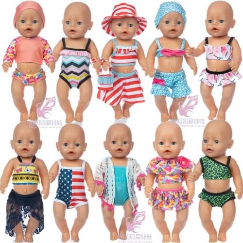43cm baby new born doll swimming clothes beach dress 18 inch american og girl doll bikini wears