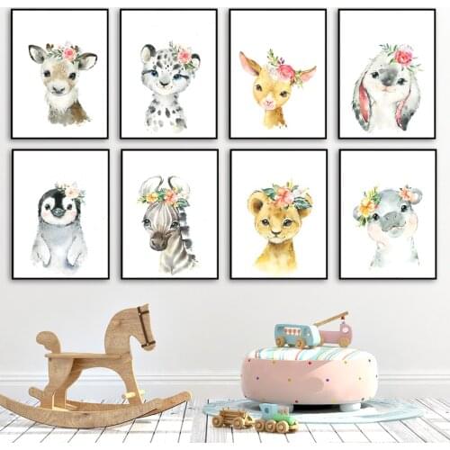 Cute Deer Zebra Lion Rabbit Pig Flower Nordic Diamond Painting Wall Art Hand Embroidery DIY Mosaic Kindergarten Wall Picture