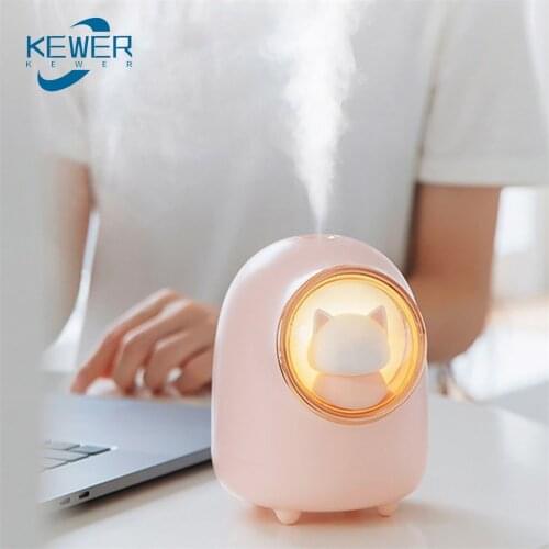 KEWER Mini Humidifier Desktop Air Diffusers Portable Evaporator Mist Maker Household Cute Pet Usb Purifier LED Night Light