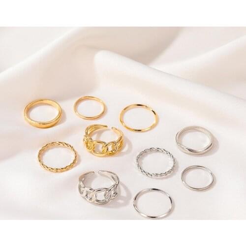2021 fashionable and simple design open retro silver Joint ring set for female jewelry Korean version joint ring