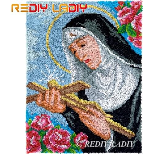 Latch Hook Kits DIY Carpet Rug Religious Icon Plush Tapestry Kits Crocheted Floor Mat Chunky Yarn Cushion Hobby & Crafts 61*81cm