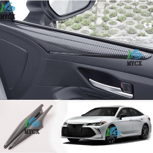 Carbon fiber Car Interior Door Handle Panel Board Cover Trim Garnish Strips Sticker 2Pcs/Set For Toyota Avalon 2019 2020