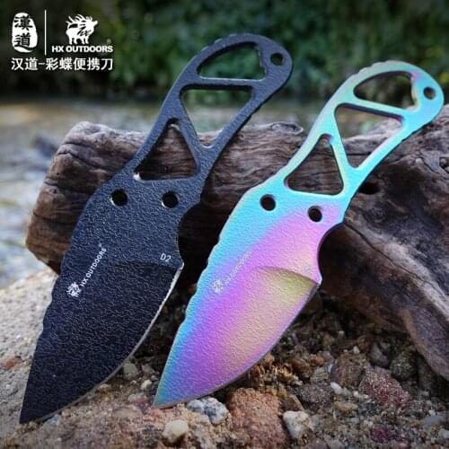 HX OUTDOORS Neck Knife D2 Steel 58Hrc Fixed Blade Knives Hunting Knives Pocket Camping Outdoor Tools EDC Gift tool Drop ladylove