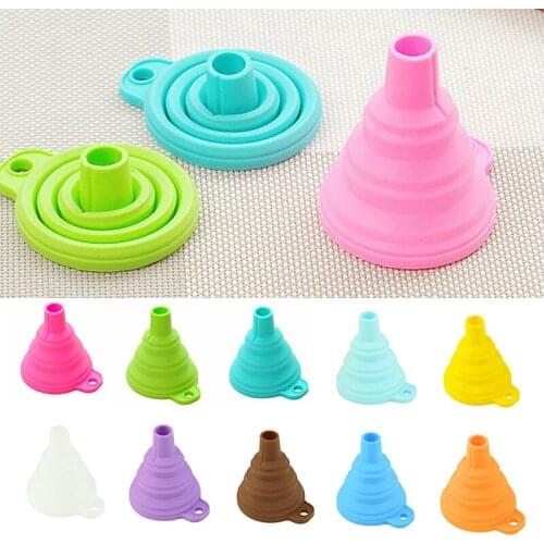 Food Grade Silicone Gel Folding Funnel Folding Telescopic Long Neck Funnel Liquid Filling Kitchen Tools