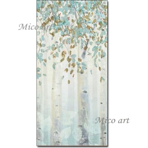 Simple Abstract Birch Tree Paintings 100% Hand Painted Landscape Oil Painting Canvas Wall Picture Art Home Wall Decor Artwork