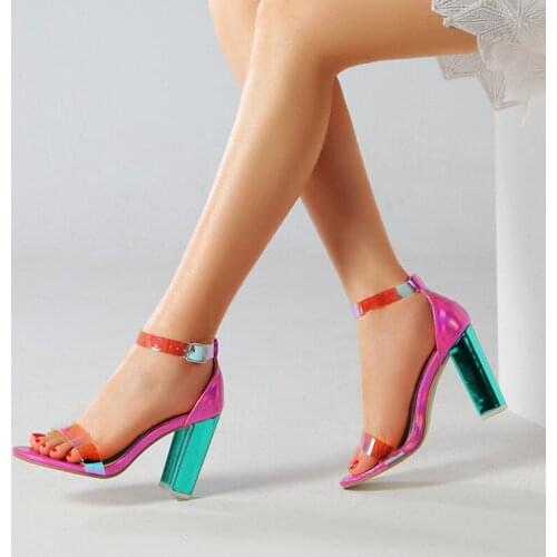 Chunky Heel Sandal for Woman Sexy Sandal Fashion High Heel Sandal Woman Shoe Casual New Arrival Summer Transparent Free Ship PVC