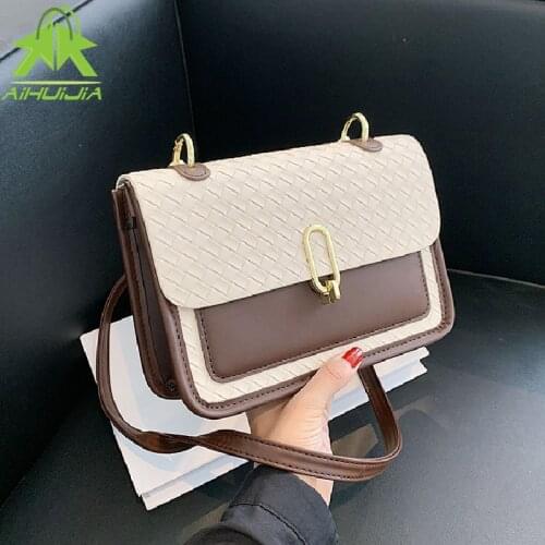 Luxury Designer Ladies Handbag High Quality Pu Leather Weave Women Shoulder Bags 2021 New Fashion Color Contrast Messenger Bag