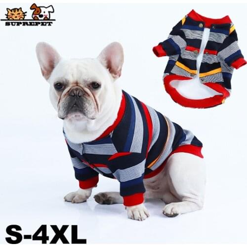 SUPREPET Pet Dog Clothes for French Bulldog Stripe Colorful Dog Jacket Swearter Winter Spring Warm Cotton Dog Jacket ropa perro