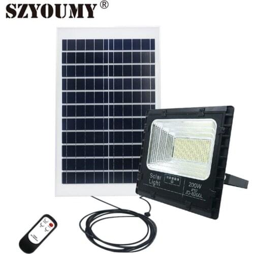 SZYOUMY 2pcs 200W 300W Led Solar Flood light Outdoors With Remote Control IP67 Solar Panel Lighting With Power Display
