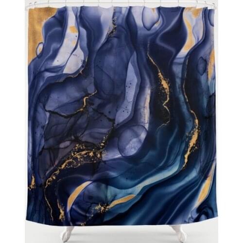 Dark Blue Marble Polyester Shower Curtain Bathroom Decoration Supplies Waterproof Bathroom Shower Curtain