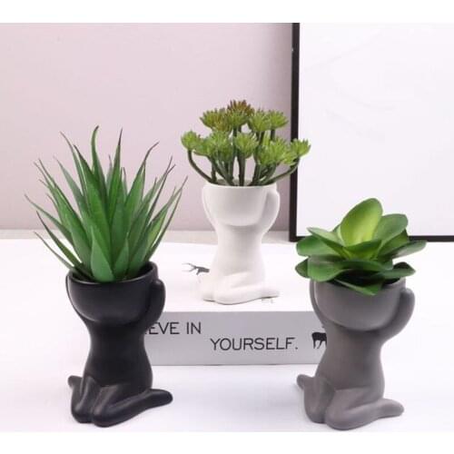 Creative Humanoid Flowerpot Succulent Plant Pot Household Desktop Ornaments Balcony Decor Man Vase Planter Container