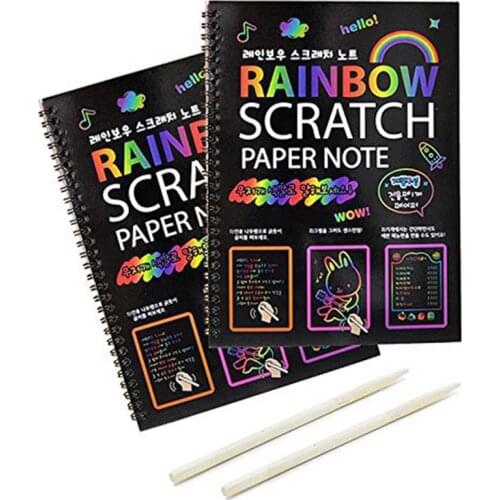 Magic Scratch Art Doodle Drawing Board Notebook DIY Rainbow Color Drawing Toys For Drawing Stick DIY Art Painting Toy Kids Gifts