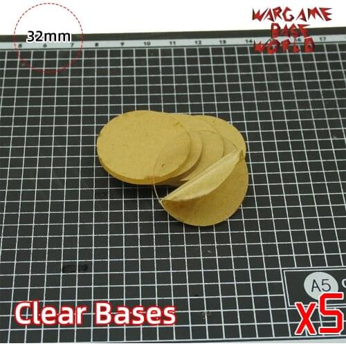 Wargame Base World - TRANSPARENT / CLEAR BASES for Miniatures - 32mm clear bases