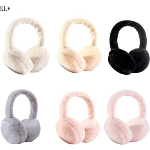 Women Men Winter Warm Cute Faux Furry Earmuffs Headband Outdoor Windproof Solid Color Foldable Fluffy Ear Covers Warmers