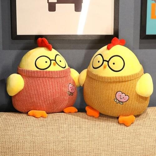 1pc 30cm Stuffed Soft Kawaii Doctor Chicken Plush Toys Creative Round Chicken Baby Dolls Sofa Cushion Appease Toys Children Gift