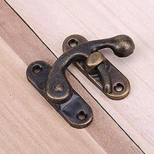 1pcs Antique Brass Metal Bronze Hook Purse Hasp Lock Vintage Wooden Jewelry Box Latches Clasp Hasps Buckle Retro Latch Catch