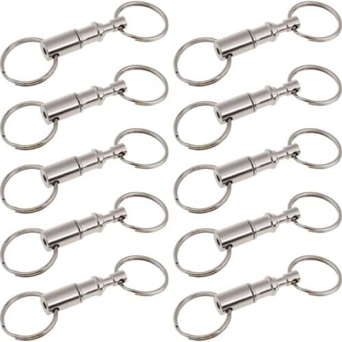 10PC Removable Porte Clef Keyring Quick Release Keychain Dual Detachable Pull Apart Key Ring Wholesale Dropshipping