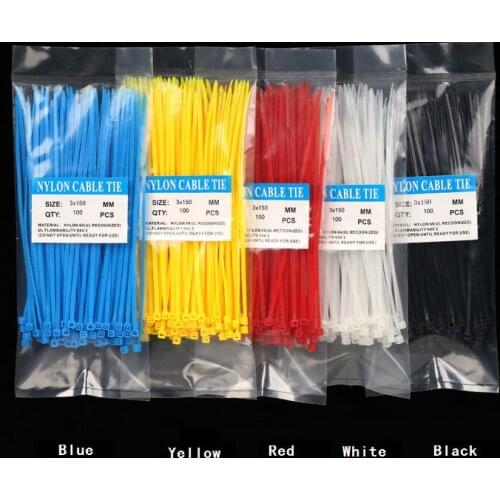 100/Lot 3X150mm width 2.5mm Colorful Factory Standard Self-locking Plastic Nylon Cable Ties,Wire Zip Tie 3x150