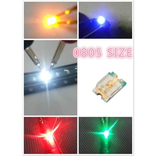 1000pcs 0805 SMD SMT LED Diodes White Red Yellow Green Blue Orange/Amber Kits Super Bright 0805 led 2.0*1.2*.0.8mm