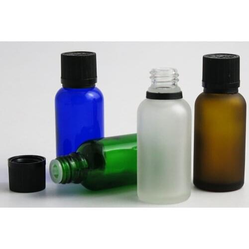 10 x 30ml Essential Oil Portable Green Clear Brown Blue Glass Bottles Plastic Cap For Liquid Reagent Pipette Bottle with Lock