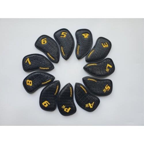 11PCS Crocodile Golf Head Cover Golf Irons Head Cover Black 3-9PASL PU Leather Golf Irons Head Cover Free Shipping