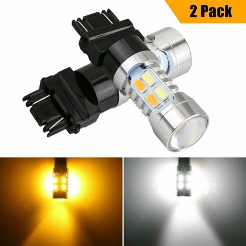 2Pcs T25 3157 T20 7443 Led 4014 66 SMD Auto Car Bulbs Turn Signal Lights Brake Lamp 12V Dual-Color White Amber LED DRL