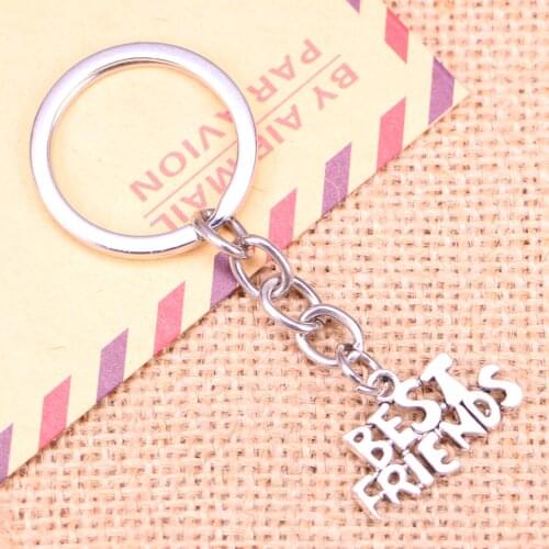 20pcs New Fashion Keychain 24x16mm best friends Pendants DIY Men Jewelry Car Key Chain Ring Holder Souvenir For Gift