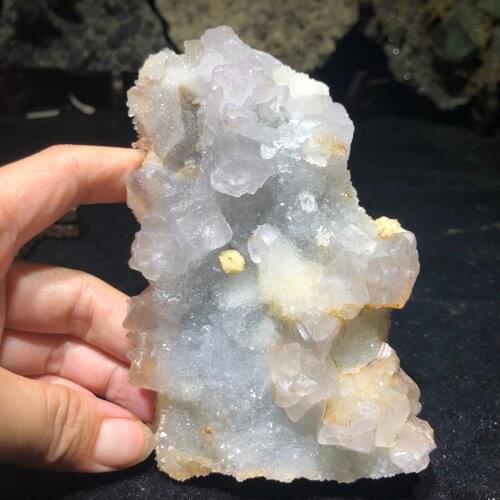 336.5gNatural purple edge purple fluorite and quartz mineral room decoration halo healing teaching home decoration accessories