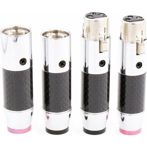 4Pcs Carbon Fiber Silver plated Hi-End XLR plug connector for audio interconnect cable