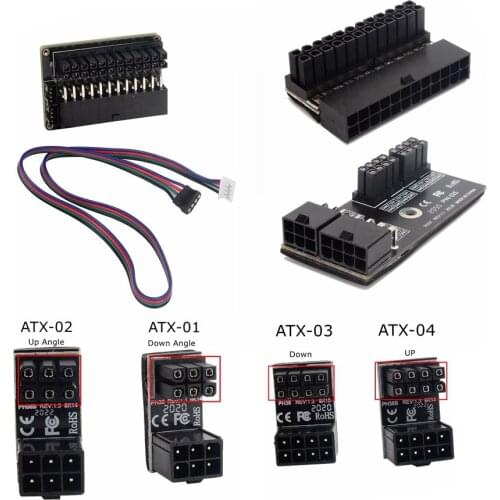 90 180 Degree Angled ATX 24pin Motherboard Mainboard 6pin 8pin 24Pin Graphics Card Diversion Connector Male Angle Extension