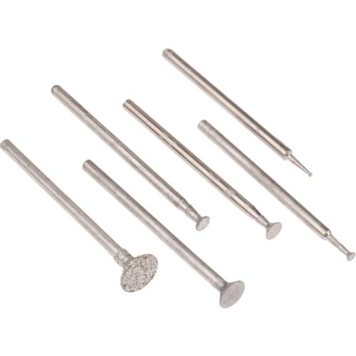 6PCS 2.35mm Shank Diamond Carving Bits Grinding Head Jade Pound Mound Carving Word Jade Tools Needle Agate Engraving Tool