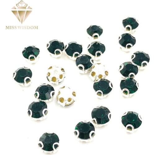 Free shipping Dark green D shape claw rhinestone strass Glass Crystal sew on rhinestones High quality diy clothing accessories