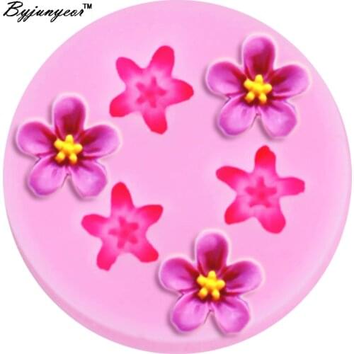 Byjunyeor M060 Epoxy UV Resin Flower cooking tools wedding decoration Silicone mold baking Fondant Sugar Craft 3hole flower DIY