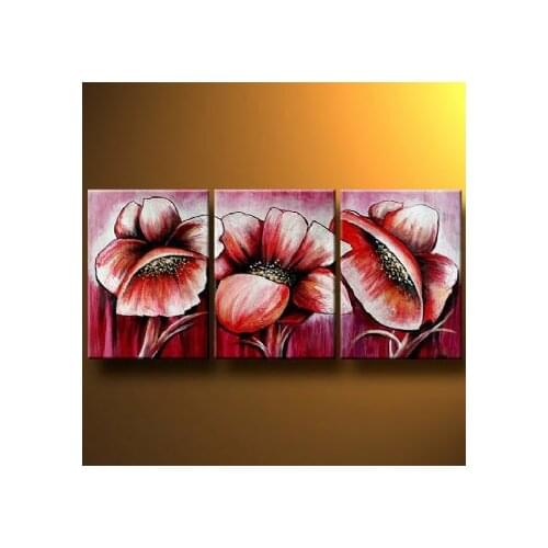 Home Decoration Hand painted Canvas Oil Painting Poppies In The Morning Mist-Modem Canvas Wall Pictures Set for living room