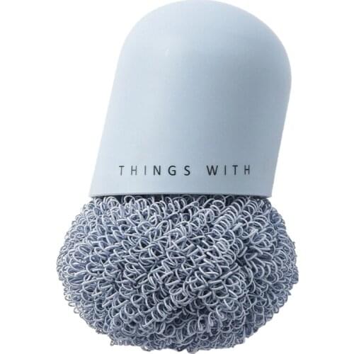 H7JB Nordic Style Household Pot Palm Brush Kitchen Bowl Pan Dish Cookware Removable Cleaning Mesh Ball Short Plastic Handle Tool