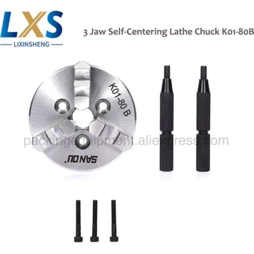 K01-100B Manual Self-Centering Lathe Chuck 2'' 100mm Three Jaw Lathe Chuck Hardened Steel for CNC Wood Lathe