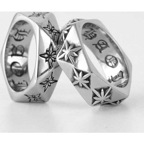 Polaris Star Polygon Flower Stainless Steel Mens Rings Simple Trendy for Male Boyfriend Biker Jewelry Creativity Gift Wholesale