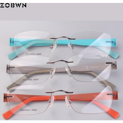 Mix wholesale promotion Rimless fashion glasses myopia reading Eye Glasses women Computer oculos de grau masculino prescription