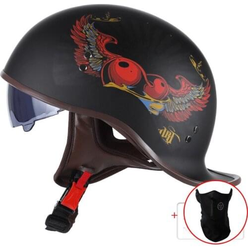 Retro Vintage Casco Moto Unisex Motorcycle Helmet Open Face Scooter Biker Motorbike Racing Riding Helmet With For Men Women